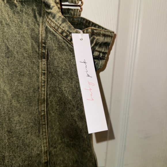 NanaMacs Washed Green Overall Dress NWT - Picture 6 of 9